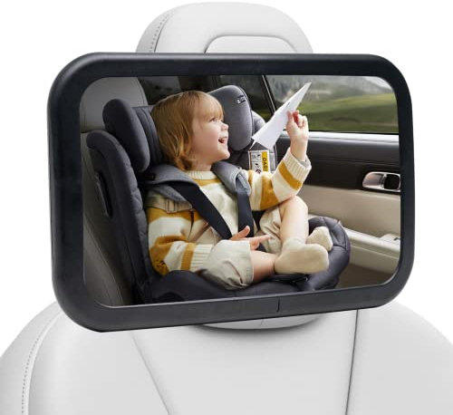Spiegel Auto Baby Großer, 360° Autospiegel Baby Rücksitz Bruchsicherer, Großes Sichtfeld, Klares Bild, Geeignet für allerlei Kopfstützen (30x19cm)