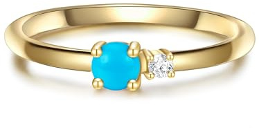 GLANZSTÜCKE MÜNCHEN Damen Ring 925/- Sterling Silber gelbgold | gelbvergoldet 14 Karat, Multistein-Ring, Zirkonia, weiß