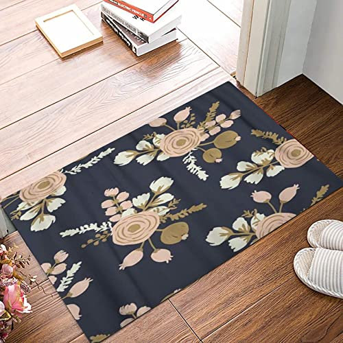 Memory Foam Bath Mat 50x80 cm,Watercolor Gold Rosa Blush Noisette Modern Rose Floral Pattern ,Soft and Comfortable, Super Water Absorption, Non-Slip, Machine Wash, Easier to Dry for Bathroom Floor Rug