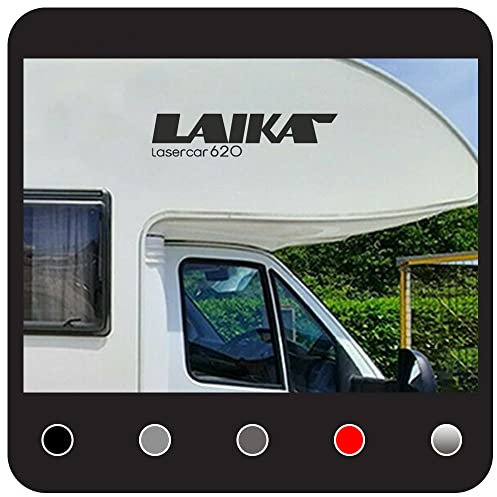 Adesivo Laika Lasercar 620 scritta per camper in vinile prespaziato in 2 modelli - Kit 6 adesivi