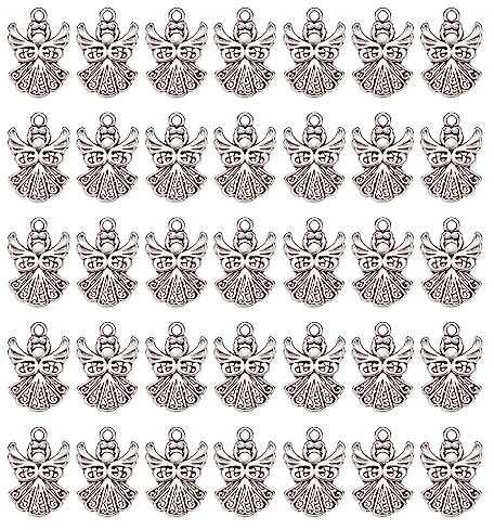 SUNNYCLUE 1 Box mit 40–100 Engel-Anhängern, Feen-Charms, Glücksbringer, Winter, Weihnachten, Großpackung für Schmuckherstellung, Charms, DIY, Armband, Halskette, Ohrringe