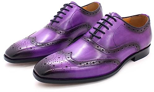 Herren-Schnürschuhe, Abendschuhe, Brogue-Gravur, Business-Lederschuhe, formelle Business-Derby-Schuhe,Purple-42