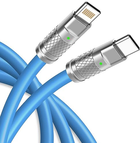 WATCHEM 6ft / 2M USB-C to Lightning Cable - 27W Fast Charge, Durable Liquid Silicone, Data Transfer - Heavy Duty Type C Charging Cord (BLUE)