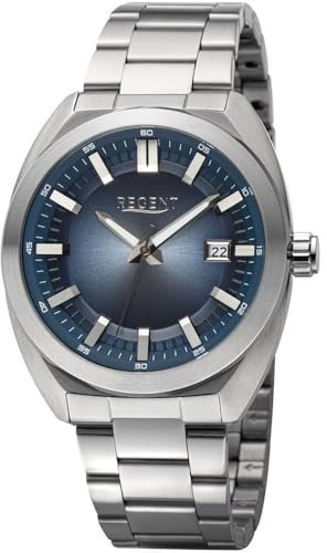 REGENT Herrenuhr Quarz Stahl/Blau 10 Bar 11150792