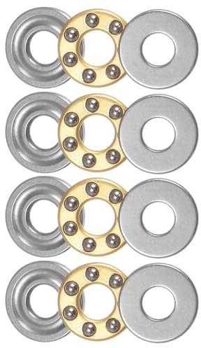 QUARKZMAN 4 Stück Kugellager F3-8M Axiallager 3mm x 8mm x 3.5mm Messing mit Unterlegscheiben ABEC3