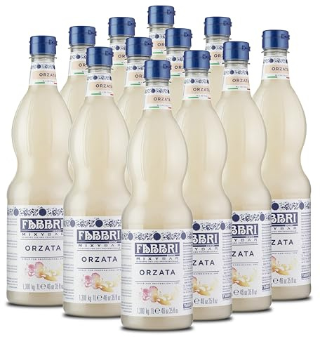 FOOD-UNITED ORZATA ORGEAT SIRUP 12x1L | FABBRI Mixybar | sciroppo dorzata | Sirup aus Mandeln & Gerstenwasser | fabbri 1905 cocktail bar syrop | für Orzata-Granita Mai-Tai Cocktail Frappe Kaffee (12)