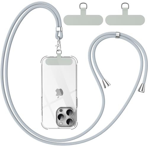 caslord Handykette Universal für alle Smartphones, mit 2 Stück Universelles Pad,Handyband passend für alle Standard Handyhülle, Einstellbar und Abnehmbar -Grey