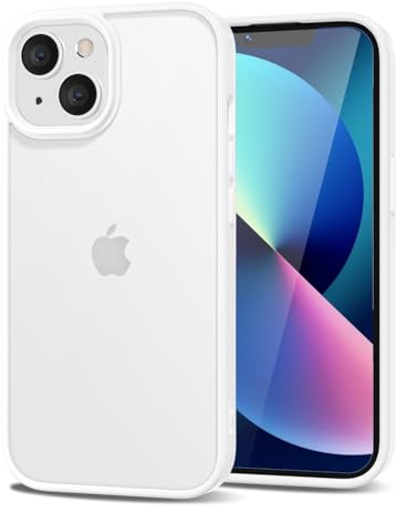 LoeoeL for iPhone 13 Case Clear, Transparent Hybrid 13 Phone Case [Hard Plastic & Soft Silicone Bumper] Acrylic Non Yellowing Thin Slim Protective Cover for Women, White
