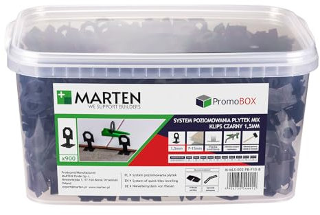 MARTEN Fliesen Ersatzclips für Nivelliersystem Keile Fliesendicke 7-15 mm Fliesen Verlegehilfe Fugenbreite 1mm 1,5 mm 2mm 3mm Zange (1,5MM, 900 Laschen)