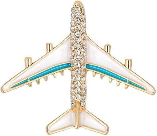 chenxiaonanKristall Strass Flugzeug Emaille Anstecknadel Weiß Blau Flugzeug Brosche Anstecknadel Niedlich Flugzeug Brosche Pin Kleid Anzug Krawatte Zubehör Flieger Liebhaber Geschenk