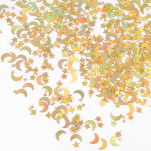 Folien-Pailletten-Konfetti – 30 g Gold Stern und Mond Konfetti gemischt Metallic Glitzer Folie Konfetti für Geburtstagsfeier Hochzeit Festival oder Feier DIY Handwerk