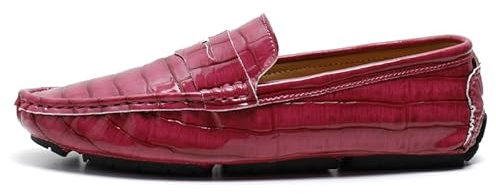 Mocassins for Hommes, Chaussures à Bout Rond, en Cuir végétalien, Mocassins de Conduite, Confortables, légers, antidérapants, Mode de Mariage, à Enfiler(Color:Rose,Size:44.5 EU)