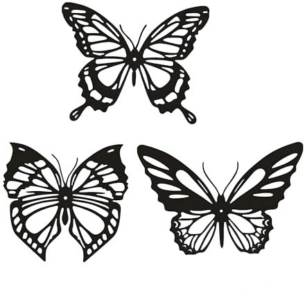 Zercart Butterfly Wall Art Decor Metal Black 3PCS Mural Butterfly Hanging Decor 3D Butterflies Wall Sculptures Garden Wall Art for Home Bathroom Garden Yard Fence