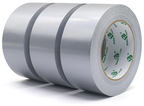 BOMEI PACK 3 Rollen Silberduktband Klebeband, 50 mm x 50 m