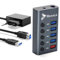Reagle Aktiver USB-A 3.2 Gen 1 Hub – 5-in-1 USB Hub mit 4 Datenports, 1 Ladeport (2.4A), Einzelschalter, LED-Anzeige, 5Gbps Übertragung, Plug & Play, inkl. 12V Netzteil, Aluminiumgehäuse