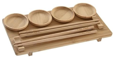 Humpti - Kit de Sushi de Bambú | Set de Vajilla Japonesa Completa | Incluye Platos y Palillos | Apto para Lavavajillas | Regalo Original y Elegante