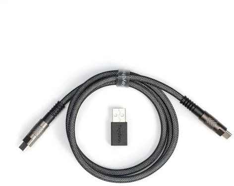 Keychron Kabel für mechanische Tastatur Typ-C + Typ-A zu Typ-C Adapter, Doppelmantel Geek, 100cm - Schwarz