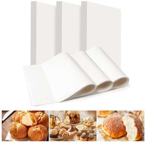 500 Pcs White Baking Paper Sheets 30x40cm Non-Stick Precut Parchment Paper for Oven, Air Fryer, Grilling, Unbleached Greaseproof Paper Sheet for Kitchen Cooking Cake Bread Cookies Pastries