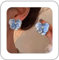 Cybche Boho Blue Enamel Flower Earrings Blue Flower Stud Earrings Acrylic Floral Petal Earrings Rhinestone Flower Earrings Large Petal Statament Earrings Jewelry for Women