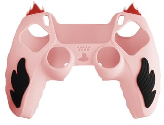 JZ Fire Anti-Rutsch PS5 Controller Case, Weichgummi Case Protector für ps5,Silikon PS5 Controller Cover mit Daumen Griff Lücken waschbar -Pink