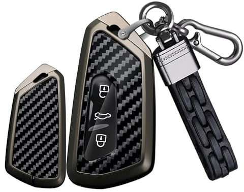 ontto Autoschlüssel Hülle Schlüsselhülle Cover Passt für Skoda Kodiaq Superb 4 B9 Enyaq Coupe Octavia 4 RS VW Golf 8 ID.3 ID.7 2023-2025 Schlüsselgehäuse Schutzhülle Schlüsselanhänger 3 Taste-Schwarz