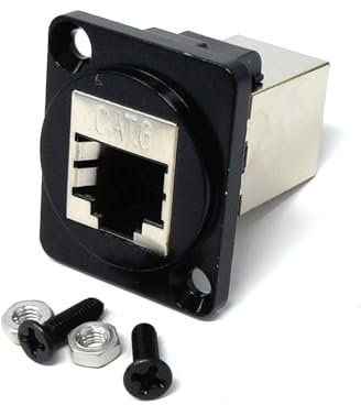 DRUT Prise de montage sur panneau CAT6 RJ45 - Coupleur RJ45 de type D-Series, adaptateur de passage de cloison réseau LAN femelle à femelle, 1 pièce.