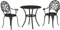Outsunny 3 Piece Patio Bistro Set for 2, Outdoor Aluminium Garden Table and Chairs with Adjustable Footpads for Balcony, Garden and Patio, Black