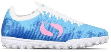 Sondico Kids Blaze Junior Astro Turf Trainers Football Boots Blue/Pink/White 3 UK Child