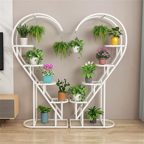 Pflanzenständer aus Metall, 5 Etagen, Schmiedeeisen, Blumenregal mit Herz-Design, für Zuhause, Wohnzimmer oder Balkon, Pflanzen-Display