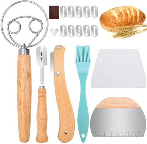 Mispudin 6er Bäckermesser Set, Brot Einschneidemesser mit 10 Bäckerklingen