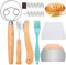 Mispudin 6 Stk Bäckermesser Set - inkl. Brot Einschneidemesser mit 10 Bäckerklinge & Lederschutzhülle, Teigmesser, Dänischer Schneebesen, 2 Teigschaber, Backpinsel, Brot Backen Zubehör für Gärkörbchen