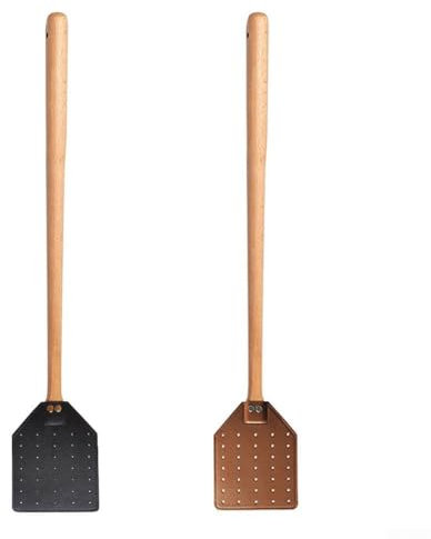 Matamoscas de cuero robusto con mango ergonómico para un uso cómodo y eficaz (verde)
