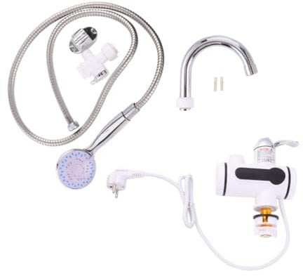 jojofuny 1 Pz Miscelatore Bagno Digitale con Display Riscaldatore Acqua Istantaneo per Lavabo e Doccia Rubinetto Acciaio Inossidabile con Doccino Installazione Facile Rotazione Adatto Tutti