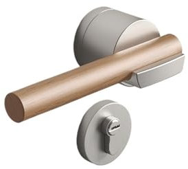 HAPRSLIKG Serratura for porta interna in legno di ciliegio retrò, porta della camera da letto, serratura silenziosa, adatta for porte di spessore 35-50 mm(Nickel Brushed,With key)