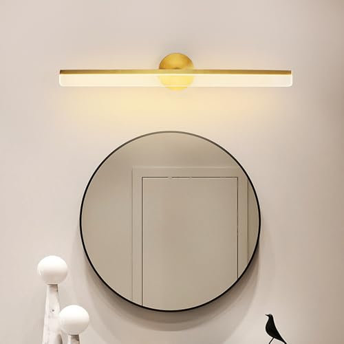 Mengjay Gold Spiegelleuchte Bad LED Wandleuchte,LED Spiegellampe Badezimmer Spiegel Lampen,Wandlampe Innen für Schlafzimmer Wohnzimmer Flur Küche (60cm)