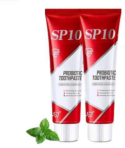 Sp-10 Zahnpasta, 2 Stück Probiotic Whitening Zahnpasta, Probiotika für Gesundes Zahnfleisch, 10 Fluoridfrei, Zahnaufhellungsflecken, Frischen Atem