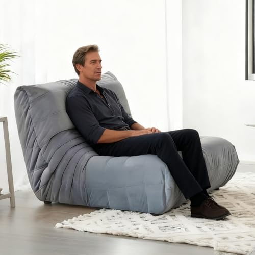 AEVIDKZOP Boneless Sofa, Bodensofa Cloud Couch, mit schlaffunktion Cloud Couch Ecksofa, Bequem XL, Kuschelsessel Erwachsene, 90 × 85 × 70cm, Relaxsofa für Wohnzimmer (Grau)