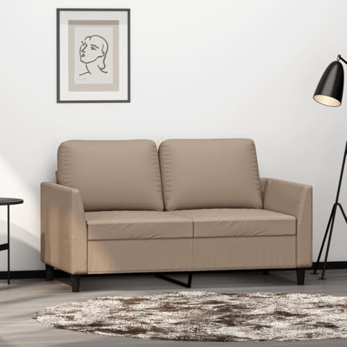 Mokuyary 2-Sitzer-Sofa Cappuccino-Braun 120 cm Kunstleder, Sofa Couch für Wohnzimmer Schlafzimmer Wohnung Gästezimmer Büro -F