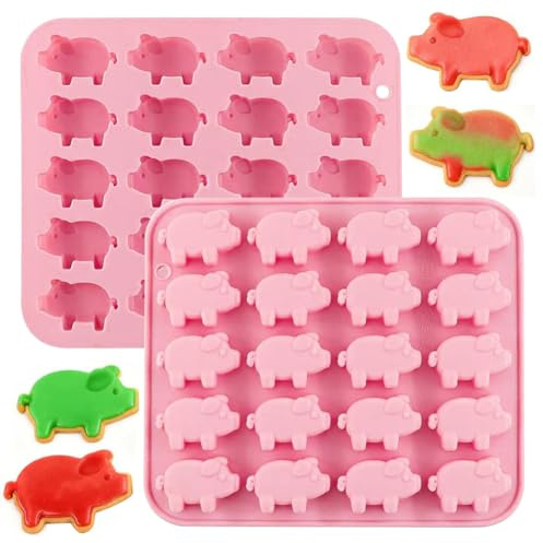 HGSHUO Stampo in Silicone Maiale Silicone Stampo Cioccolato Stampi per Cottura a Motivi Dolci Sapone Maiale Stampo da Forno Natale Pasqua 2 Pezzi