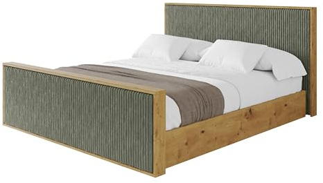 ALTDECOR Polsterbett mit Bettkasten und Lattenrost, Bett mit Kopfteil, Boxbett ohne Matratze, Doppelbett mit Stauraum - ENZO10-Z-140x200 Olivgrün - Tilia 37