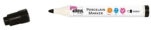 Kreul 16334 - PorcelainPen easy nero, larghezza del tratto circa 1-3 mm, con punta a pennello dimensionalmente stabile, per dipingere e decorare vetro, porcellana e ceramica smaltata.