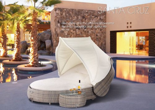 Strandkorbwerk Doppel-Sonnenliege Santa Cruz Cubu-Cream grau Sonnenliege Garten Liege Polyrattan wetterfest