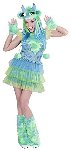 W WIDMANN MILANO Party Fashion - Kostüm Monster Girl, Kleid, Mütze, Handschuhe und Stulpen, Karneval, Mottoparty
