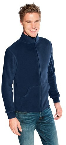 Doppel-Fleece Jacke Herren, Marineblau-Hellgrau, XL