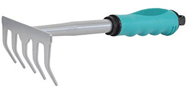 HaWe Kleinrechen mit 5 Zinken, Silber/grün, 25 x 10 x 5 cm