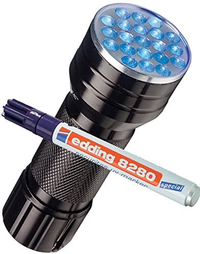 edding Spezialmarker 8280 securitas UV Marker, 1,5-3 mm, farblos + eine UV LED Lampe