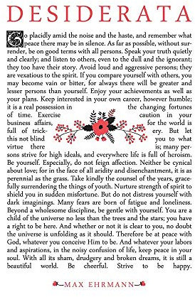 Wee Blue Coo Quote Desiderata Floral Ehrmann Typography Inspiration Art Print Poster Wall Decor 12X16 Inch