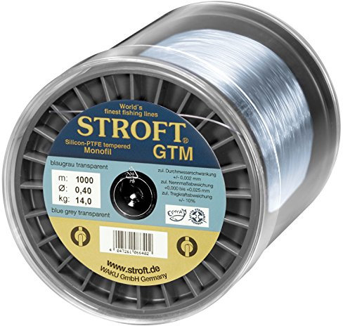 STROFT GTM 1000 m Monofile Angelschnur 0.03 mm bis 0.575 mm Blaugrau transparent (0,030mm-0,25kg)