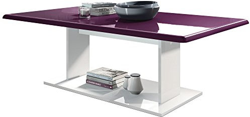 Vladon Table de Salon Table Basse Mono en Blanc avec Plateau de Dessus en Mûre Haute Brillance