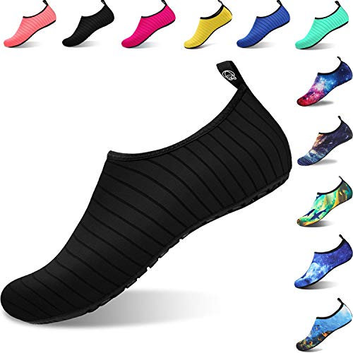 Water Shoes Kids Beach Shoes Aqua Mens Womens Beach Surf Diving Swim Barefoot Shoes Quick Drying Lightweight Durable Rubber Sole Black